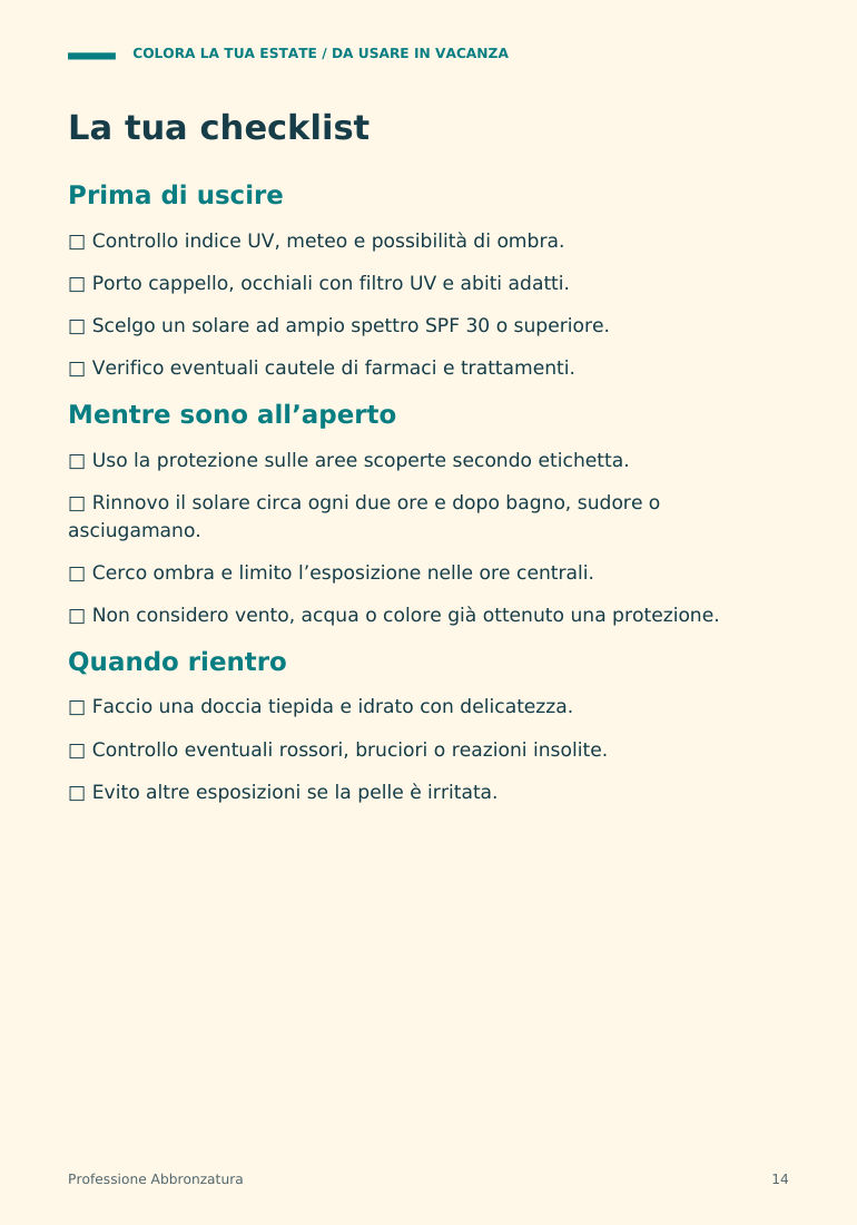 La checklist da usare in vacanza