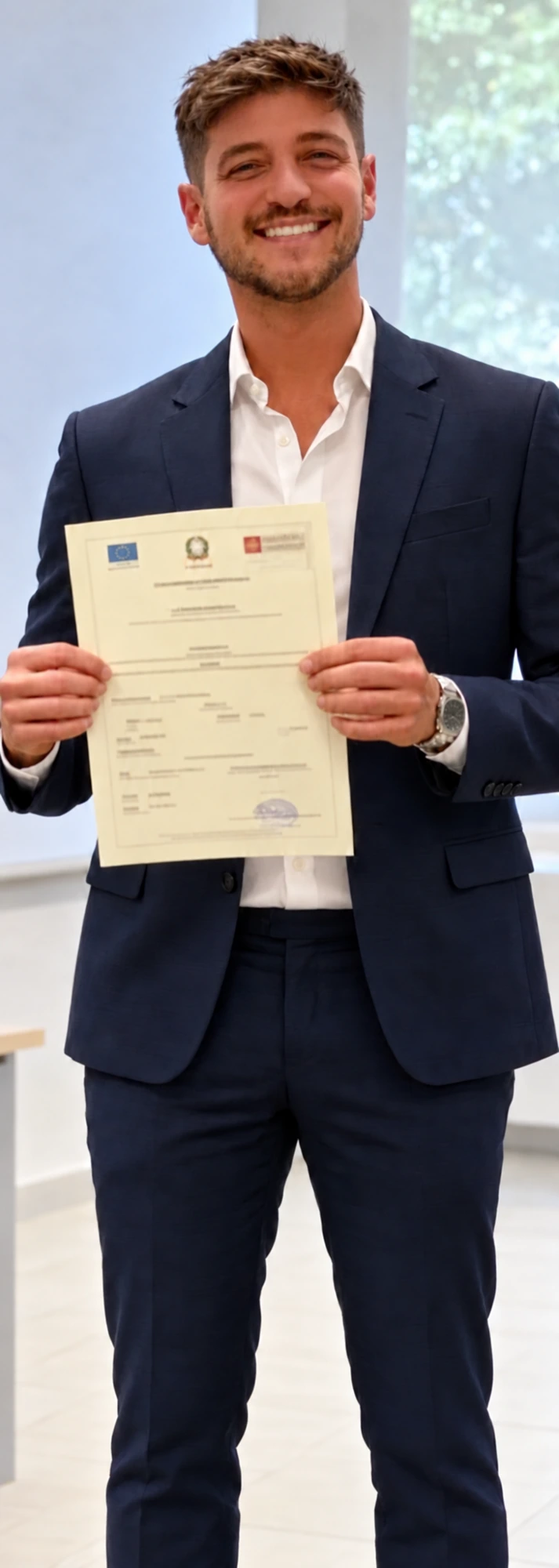Niccolò Valuto con il diploma di Estetista